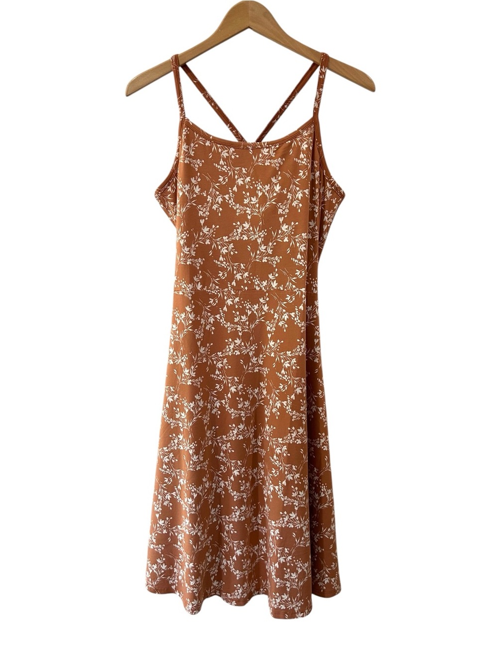 Pact Fit & Flare floral Midi Dress XL short clay Organic Cotton Pockets NWOT